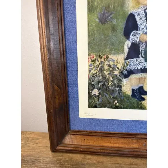 Vintage Renoir Girl with a Watering Can Framed Art Print National Cottage Core